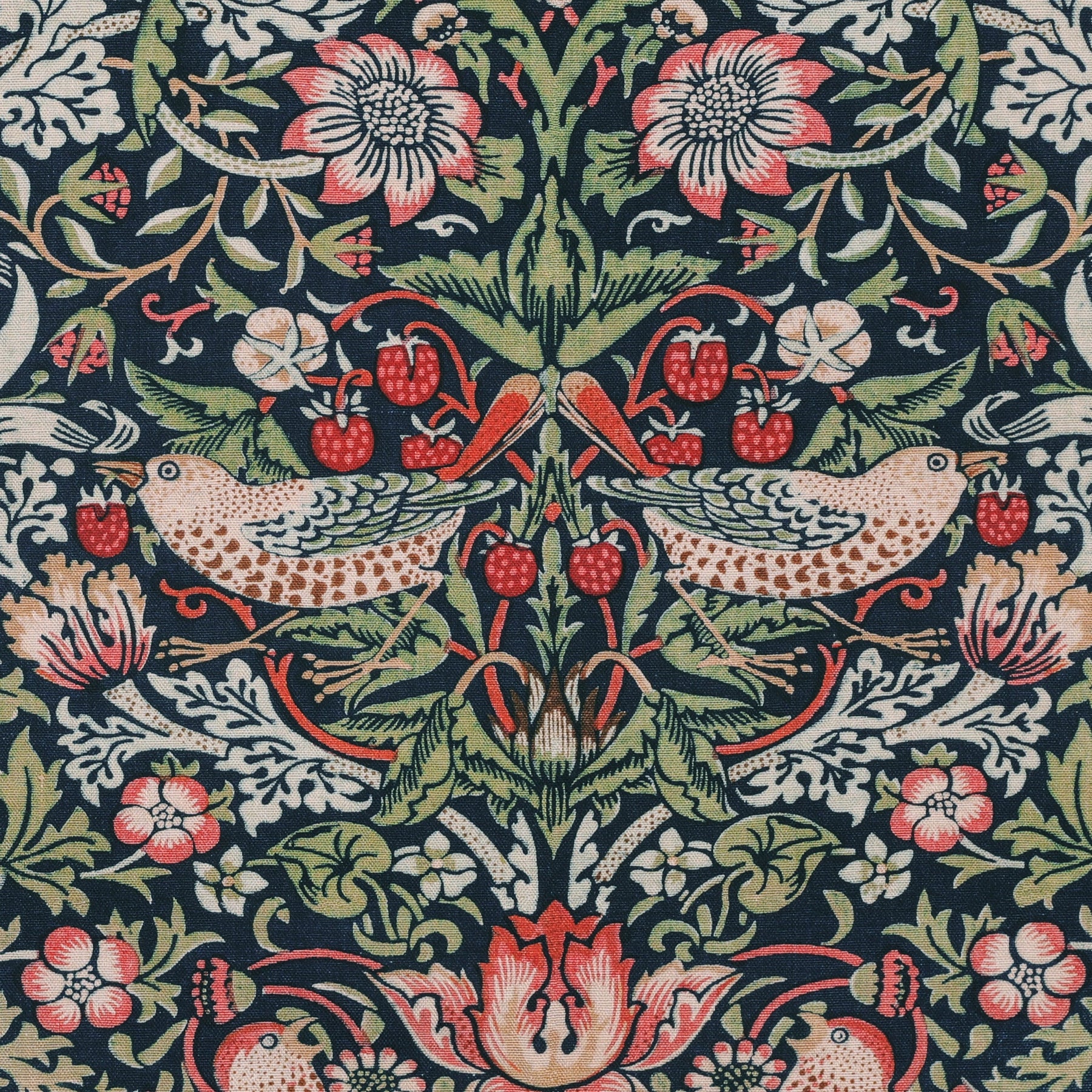 William Morris Strawberry Thief Printed Cotton Fabric Blue