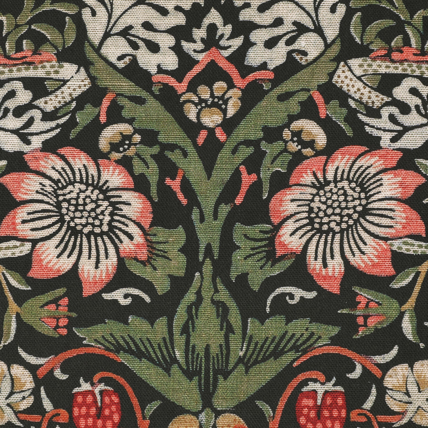 William Morris Strawberry Thief Printed Cotton Fabric Green