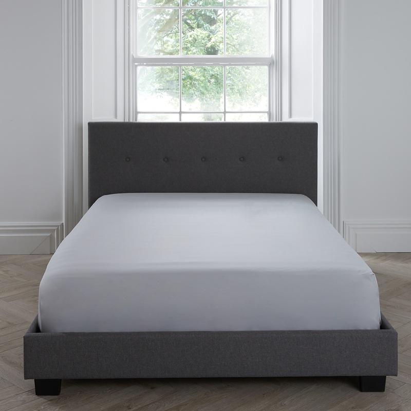 400Tc Plain Dye 38cm Fitted Sheet Silver