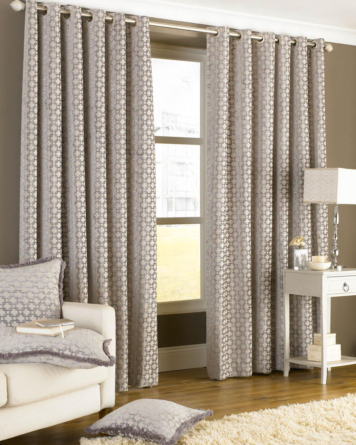 Belmont Eyelet Lined Curtains Silver