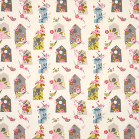 Birdhouse Curtain Fabric Natural