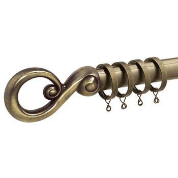 Boulevard 28mm Bay Window Curtain Pole Antique Brass