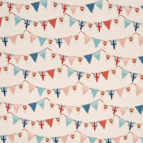 Bunting Curtain Fabric Blue