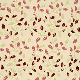 Cipriani Floral Curtain Fabric Aubergine/Cerise 07