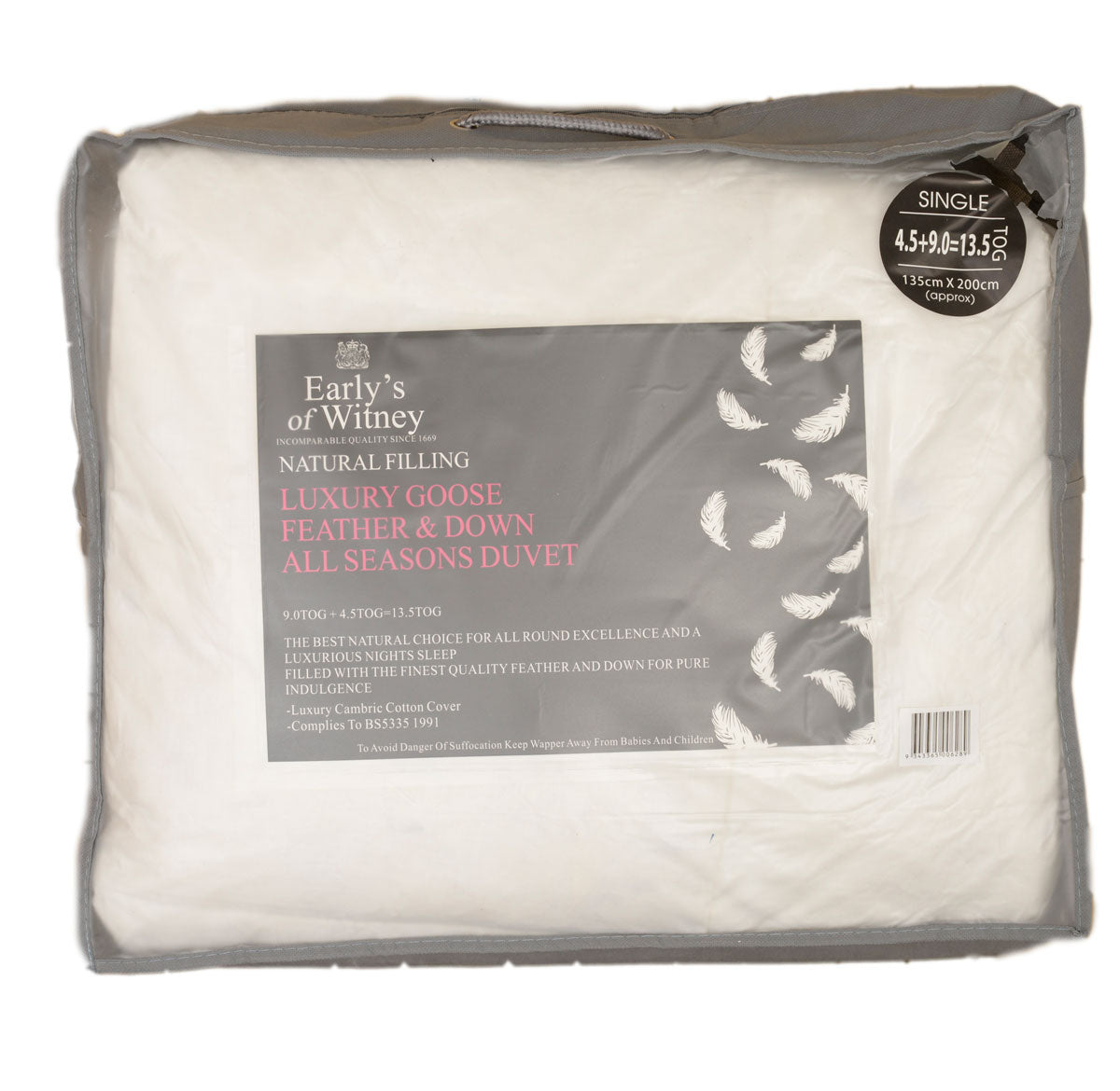 Goose Feather and Goose Down Duvet  All Seasons 13.5 Tog