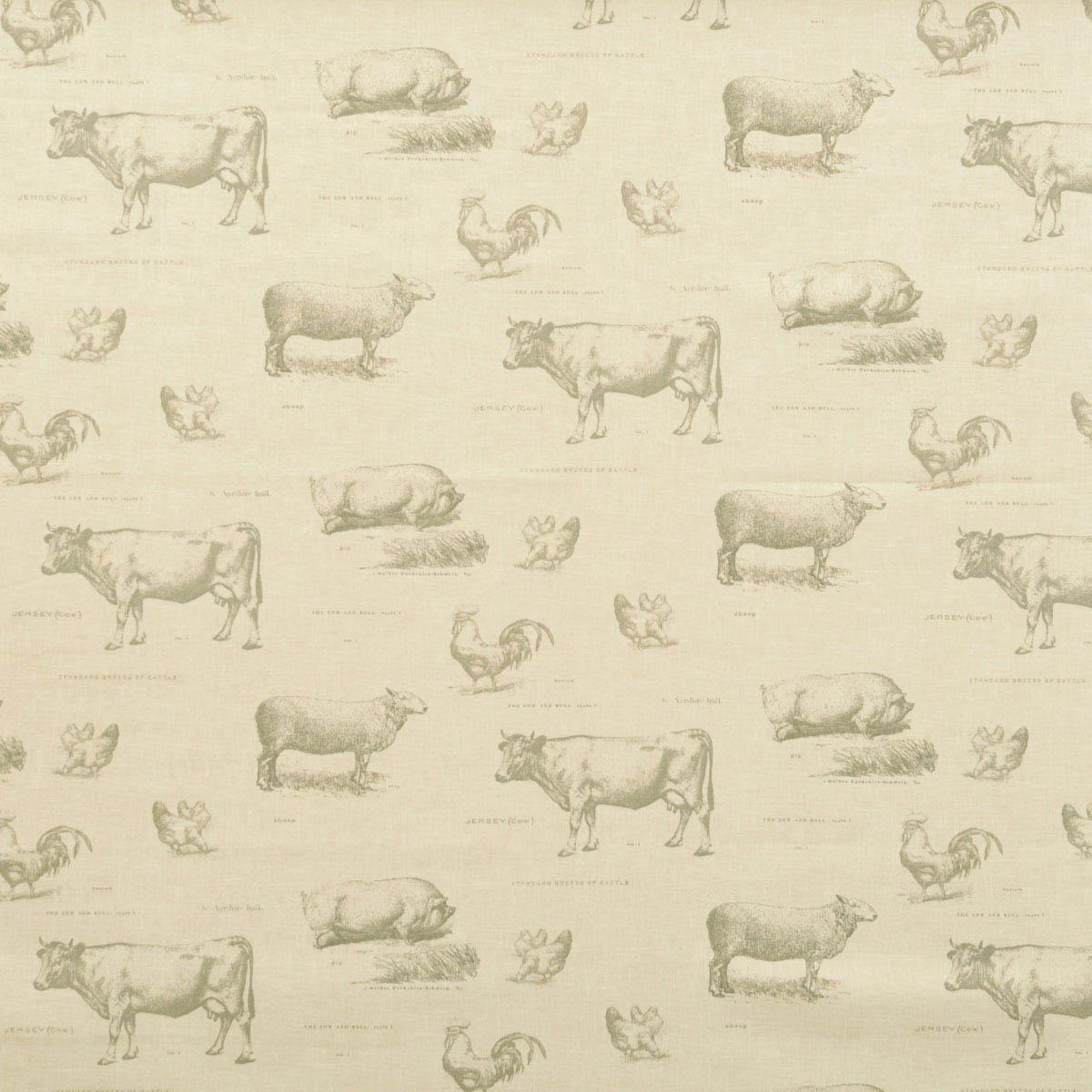 Farmyard Curtain Fabric Roll End 2m Charcoal