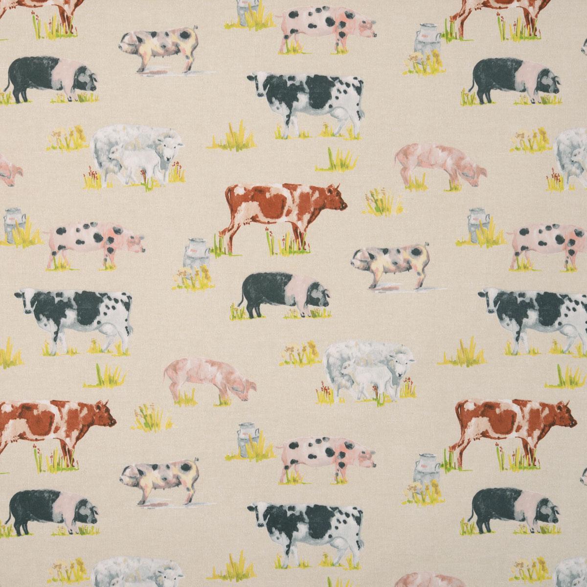 Farmyard Curtain Fabric Roll End 1.29 Charcoal
