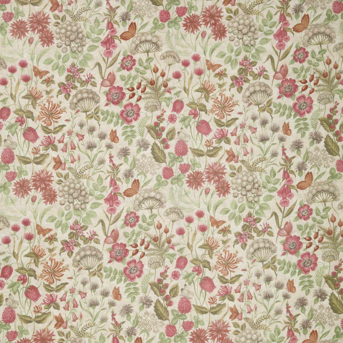 Field Flowers Curtain Fabric Rouge