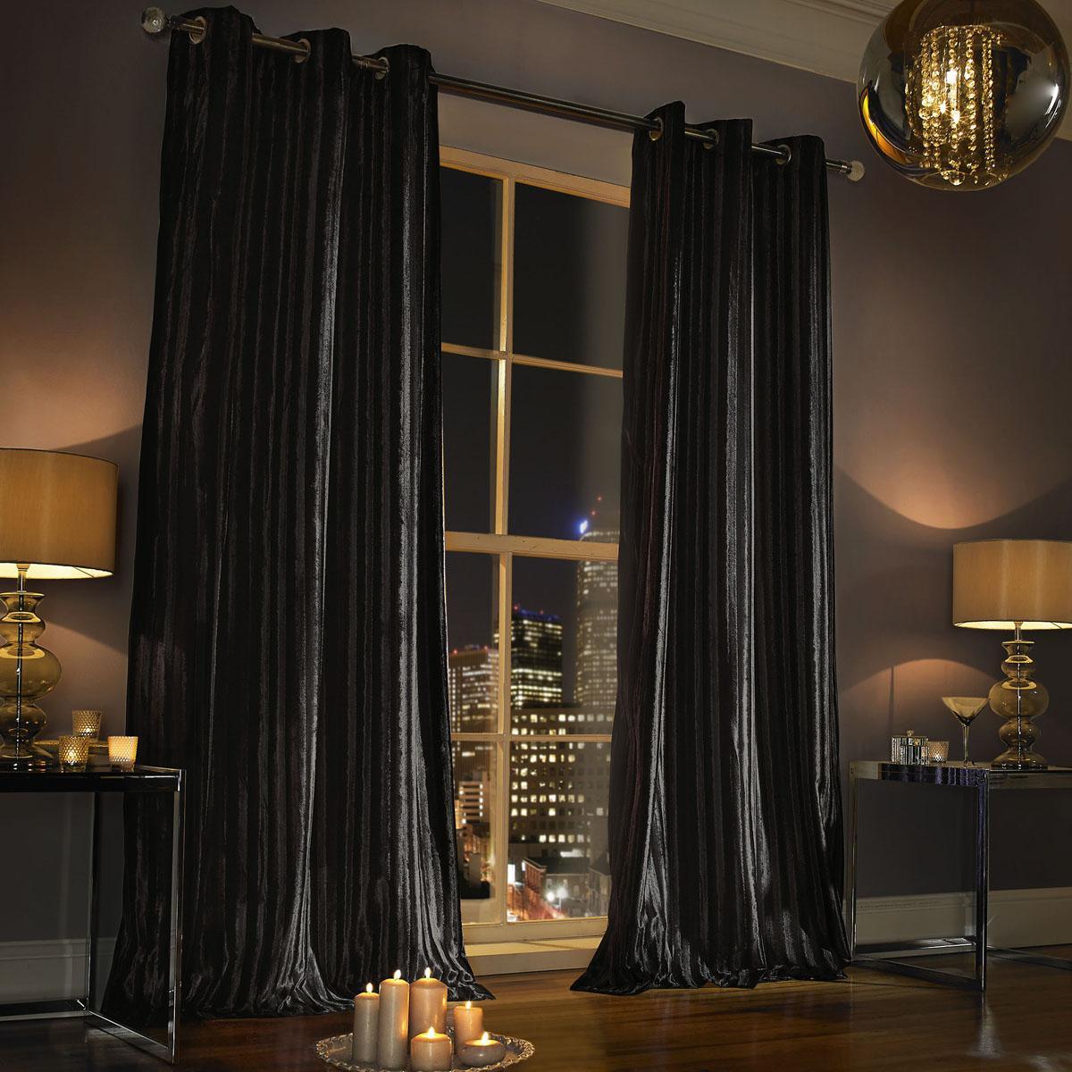 Kylie Minogue - Iliana Ready Made Eyelet Curtains Black