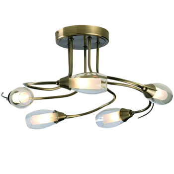 Iris 5-Arm Ceiling Light Antique Brass