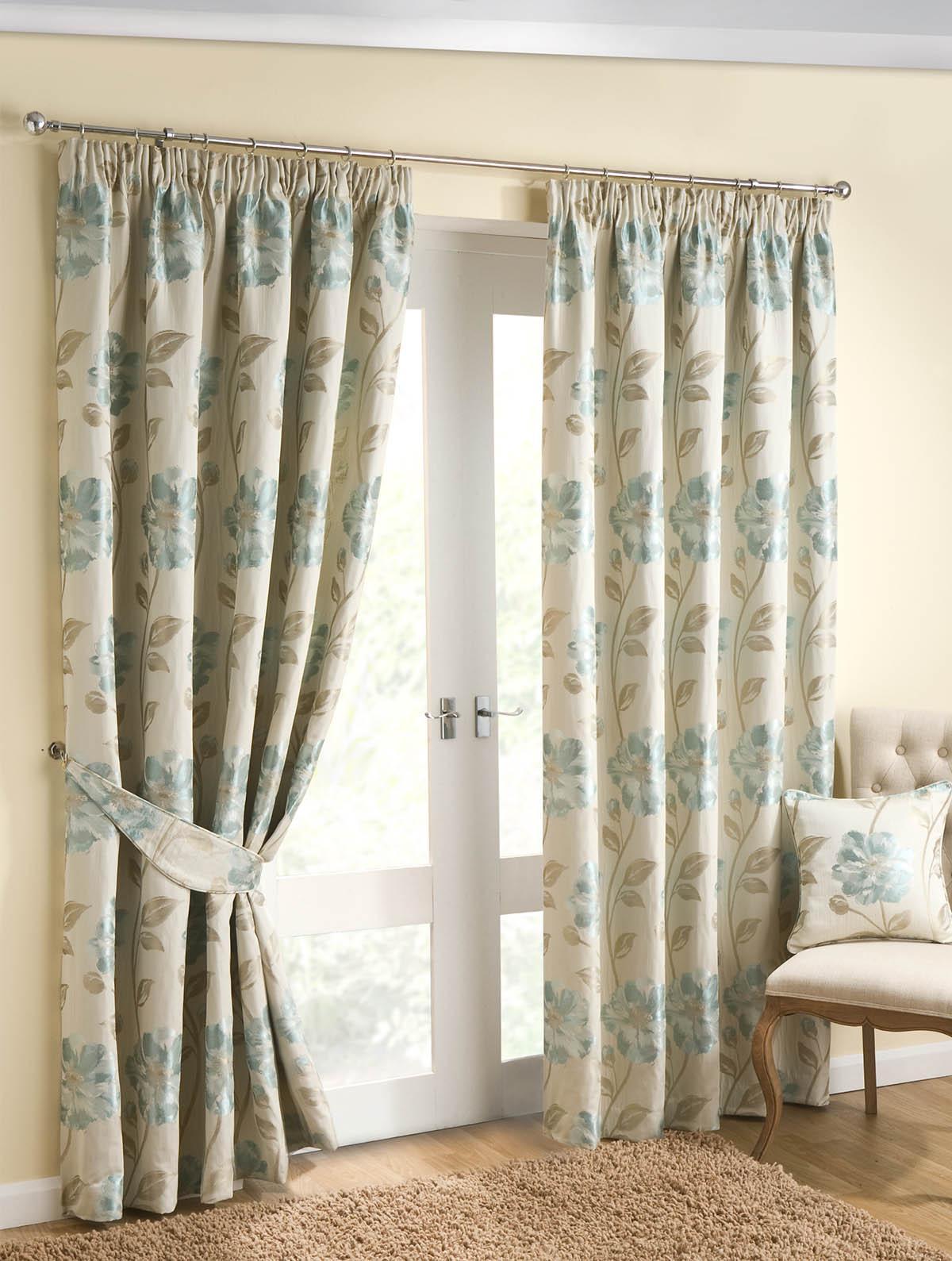 Matisse/Watercolour Ready Made Lined Curtains Azure