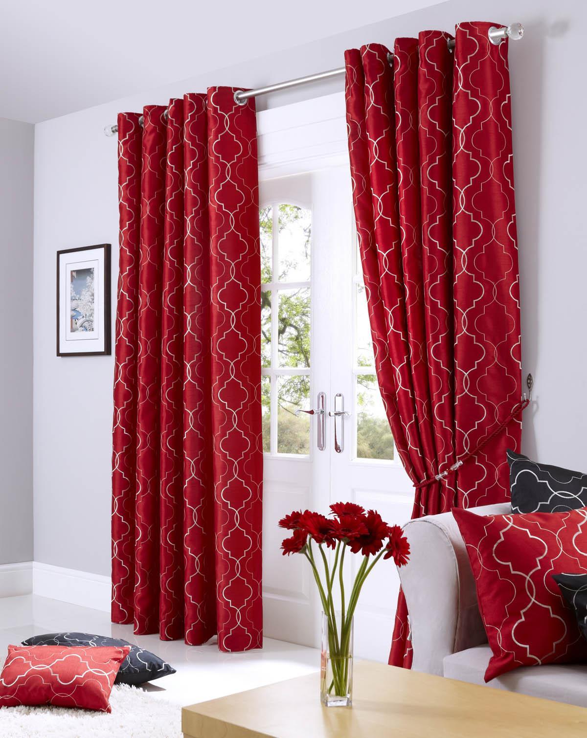 Midtown Eyelet Lined Curtain Red
