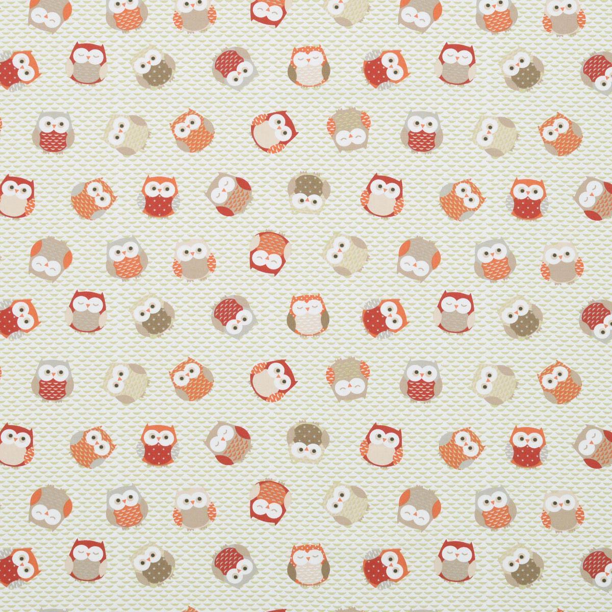 Owls Curtain Fabirc Red/Orange