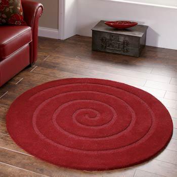 Spiral Circle Rug Red