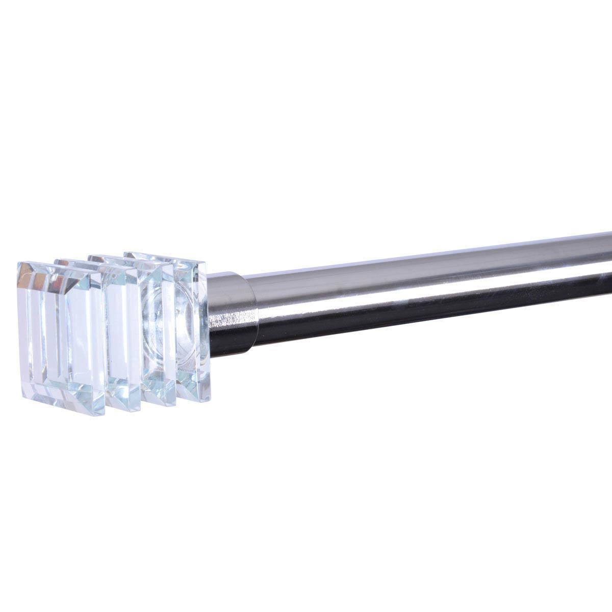 28mm Square (finial) Eyelet Curtain Pole Chrome