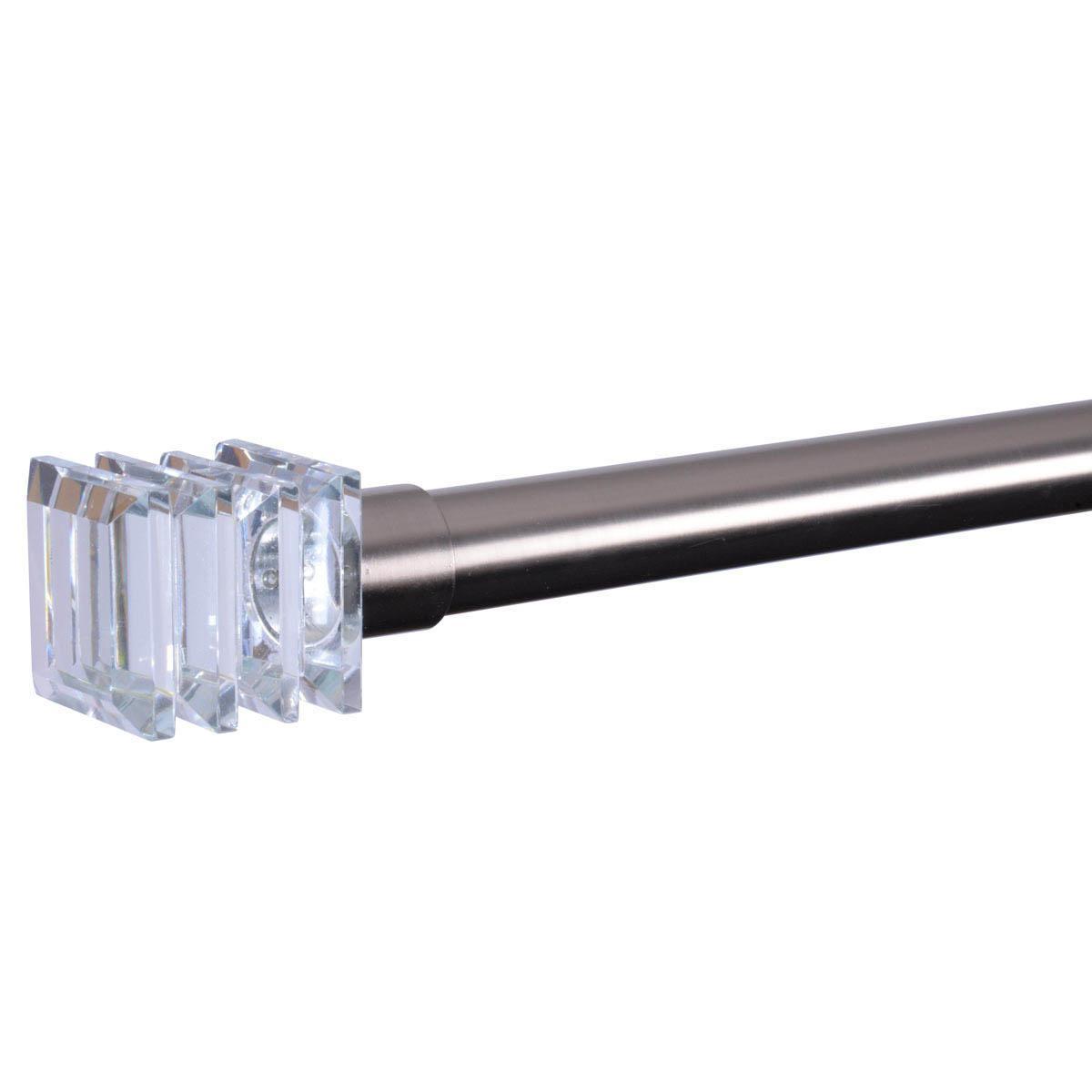 28mm Square (finial) Eyelet Curtain Pole Satin Silver