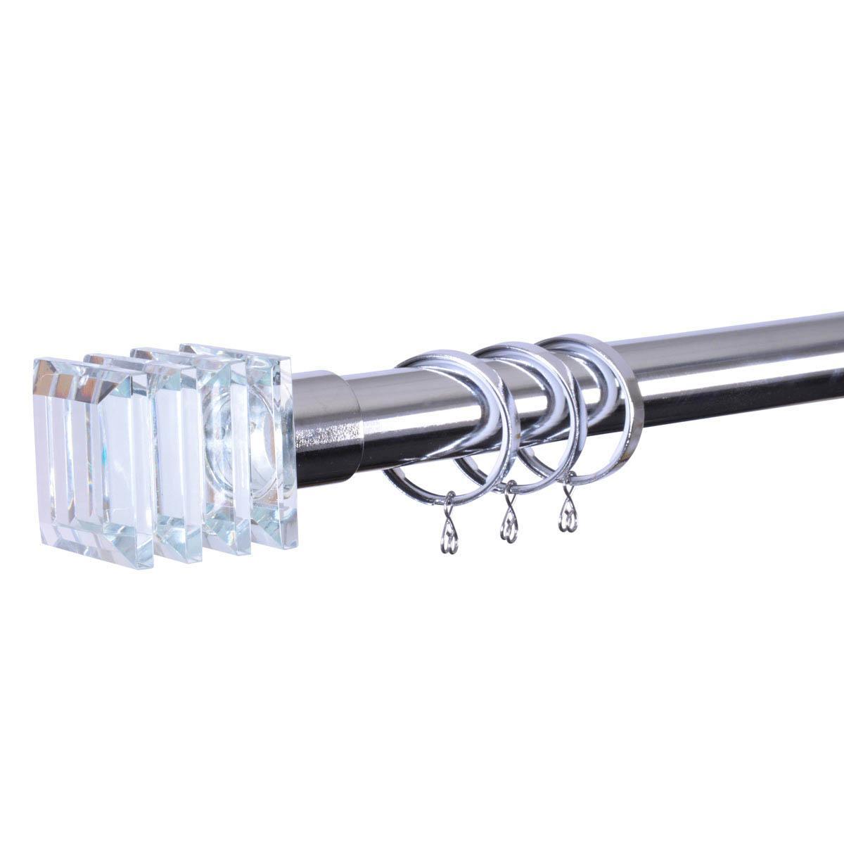 28mm Square Finial Curtain Pole Chrome