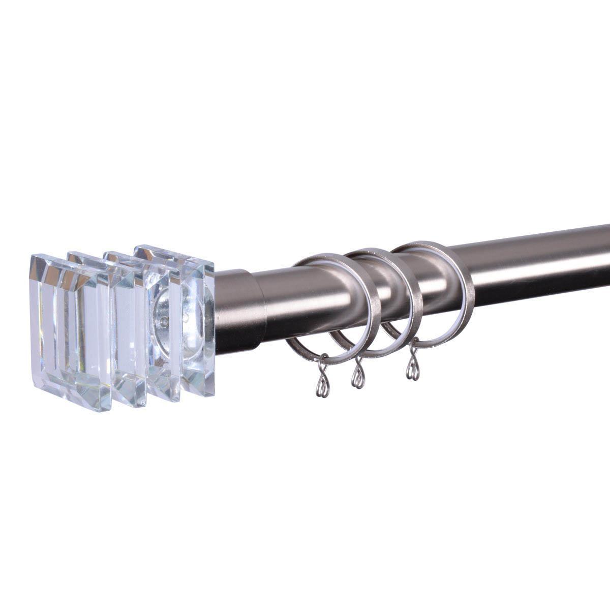 28mm Square (finial) Curtain Pole Satin Silver