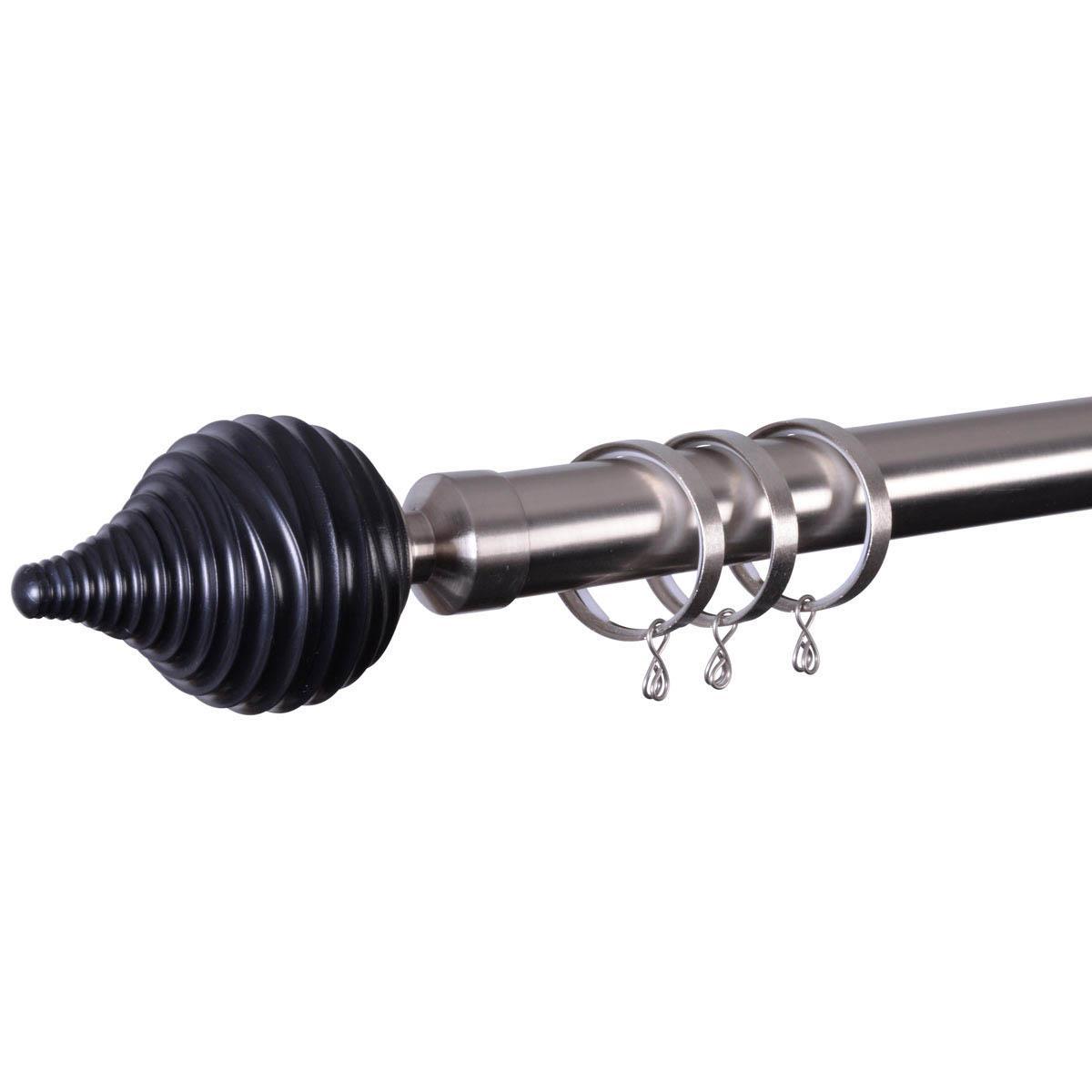 28mm Swirl Curtain Pole Black/Satin Silver