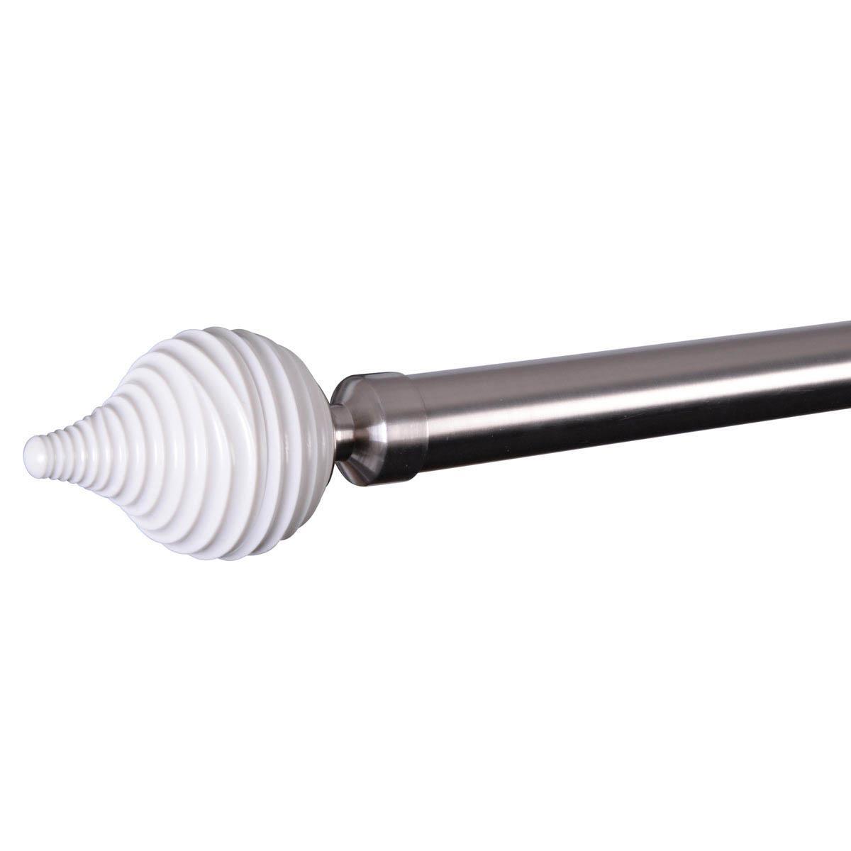 28mm Swirl Eyelet Curtain Pole Cream/Satin Silver