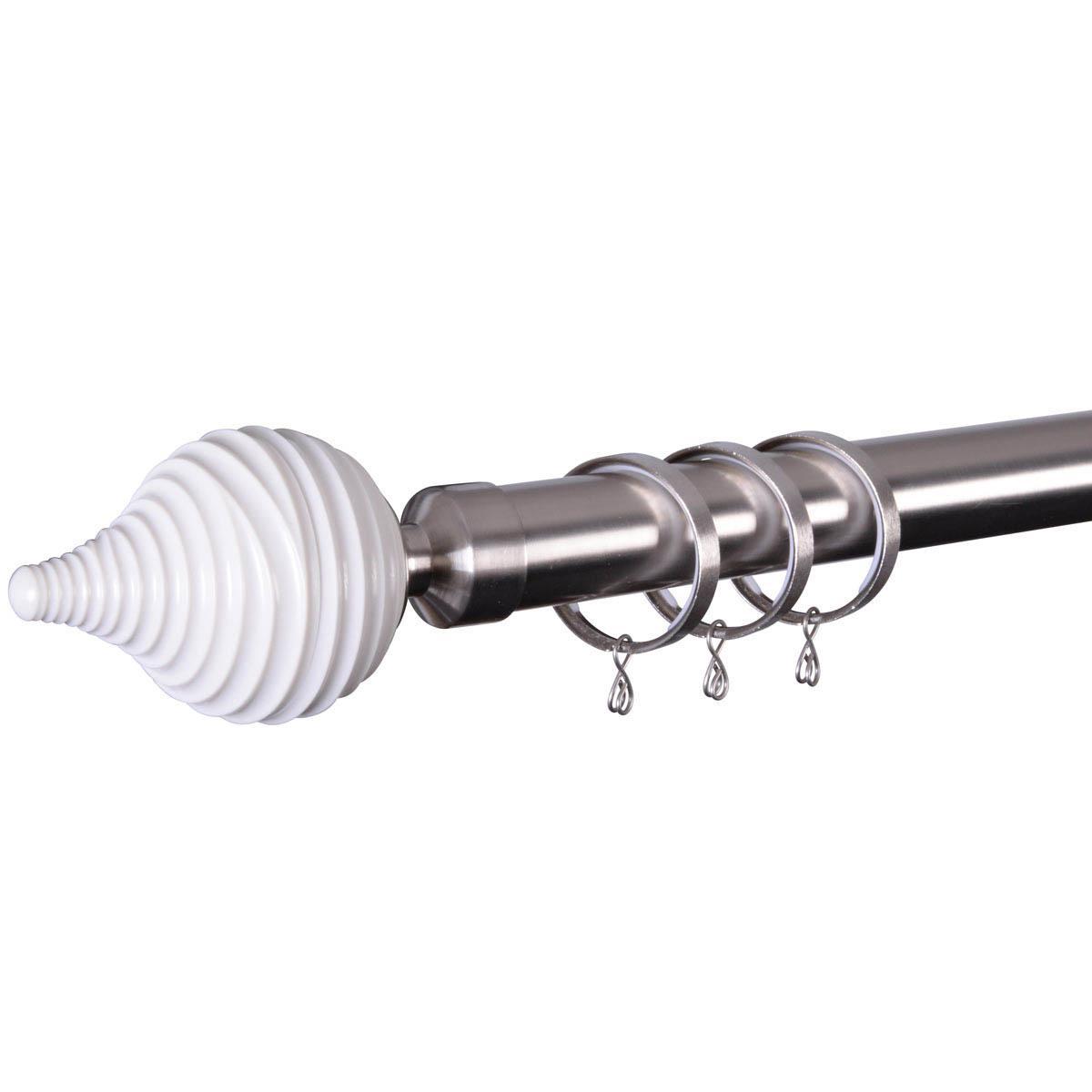 28mm Swirl Curtain Pole Cream/Satin Silver