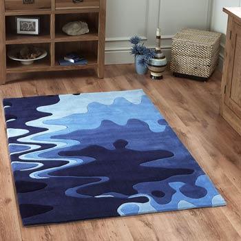 Hong Kong Waves Rug Blue