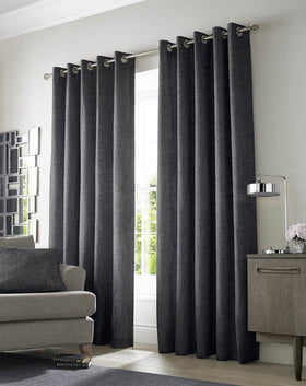 Academy Ready Made Lined Eyelet Curtains Charcoal
