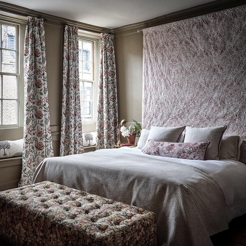 Adeline Curtain Fabric Blush Raspberry