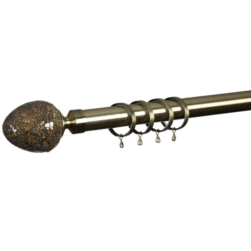 Alexia 28mm Bay Window Curtain Pole Antique Brass