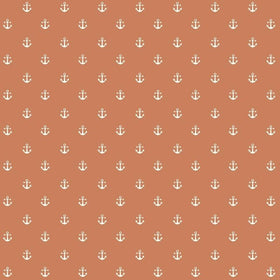 Anchor Curtain Fabric Burnt Orange