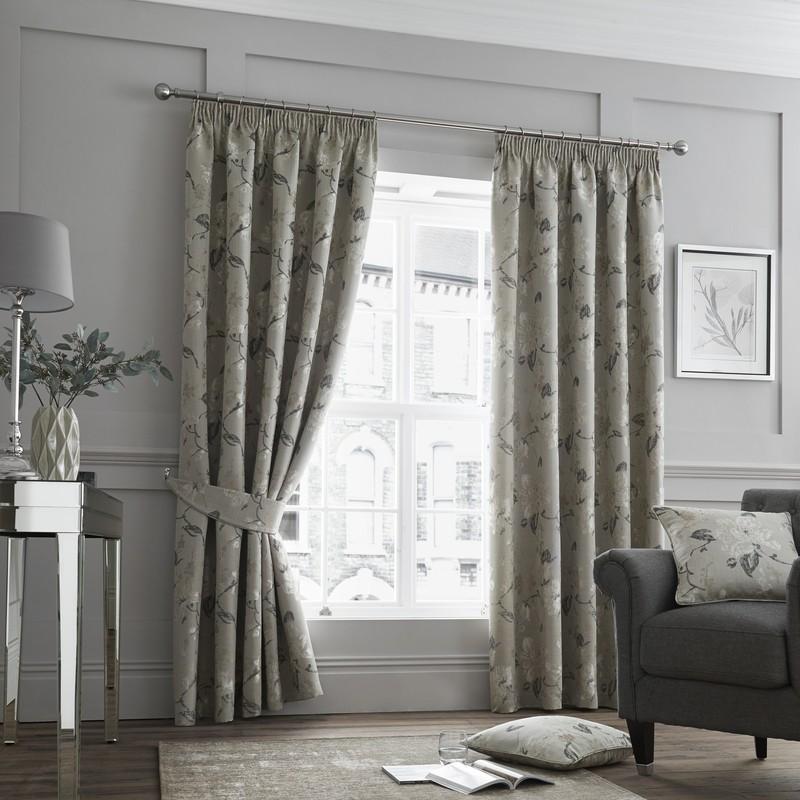 Andria Luxury Ready Made Lined Curtains Natural