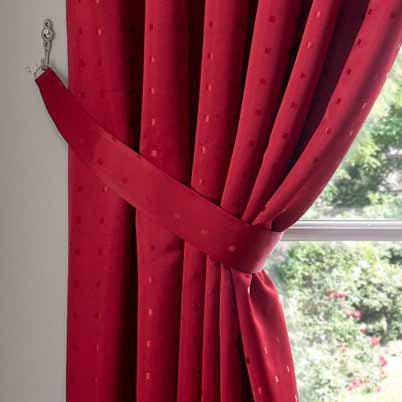 Madison Ready Made Lined Eyelet Curtains Red