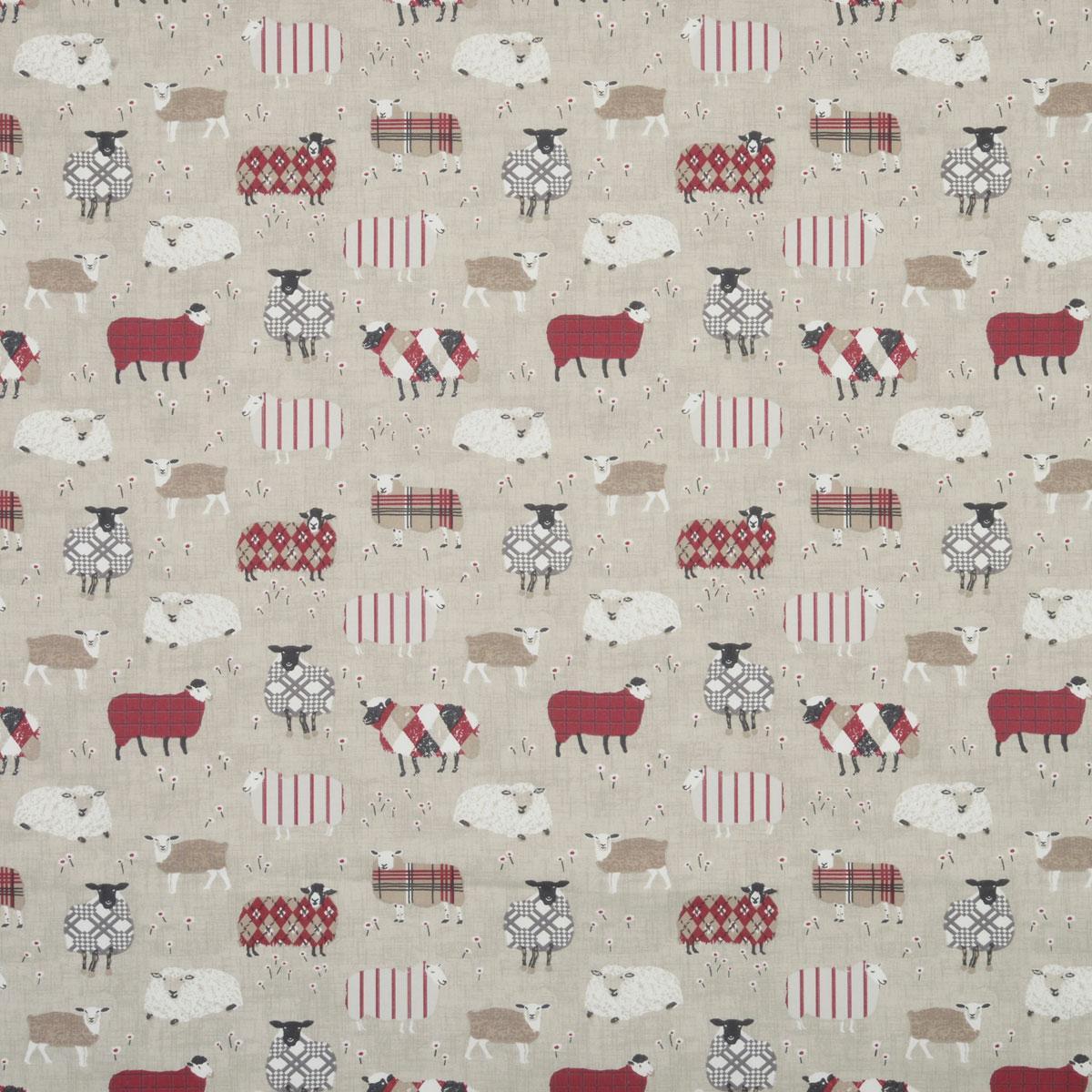 Baa Baa Curtain Fabric Roll End 0.9m Peony