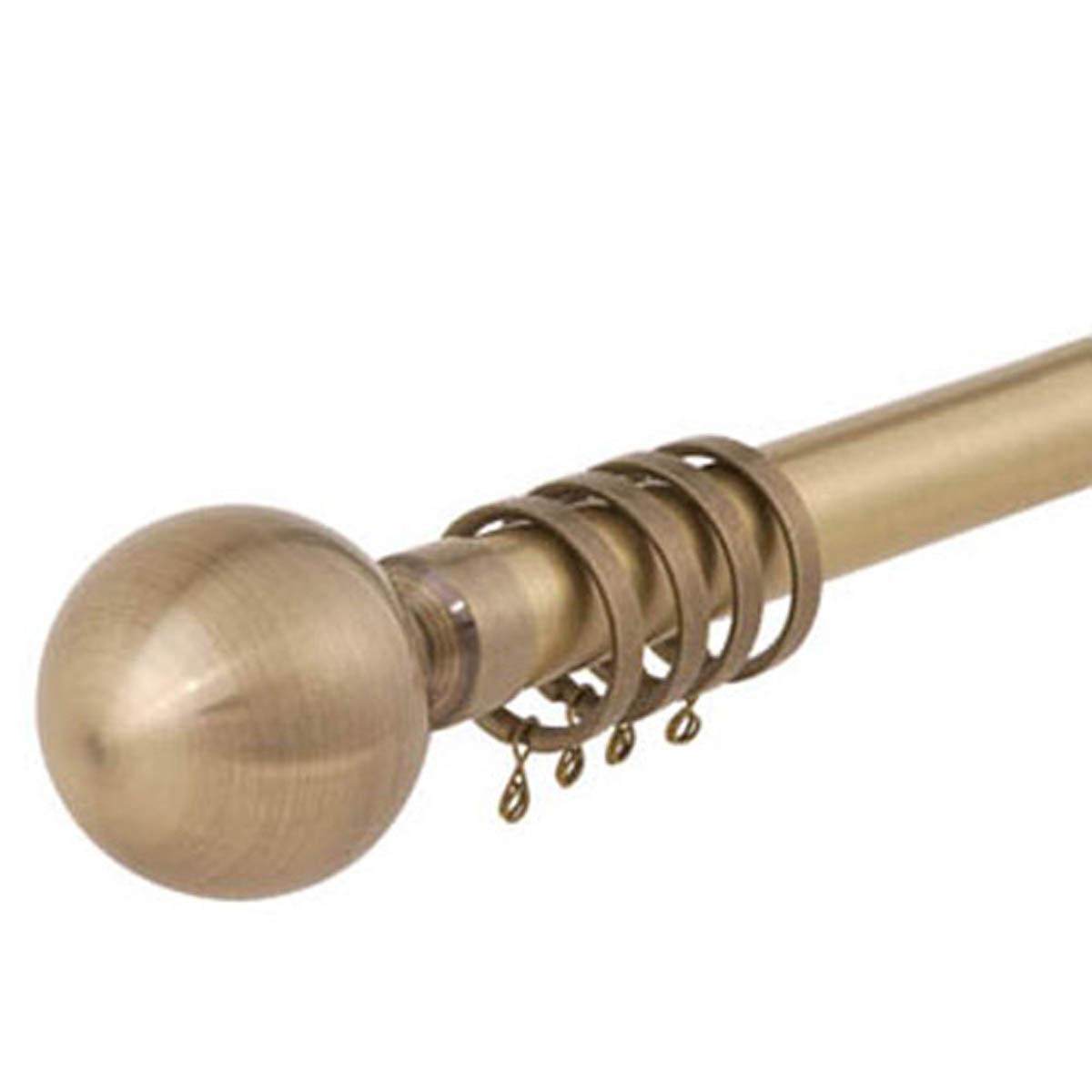 Ball 28mm Bay Window Curtain Pole Antique Brass