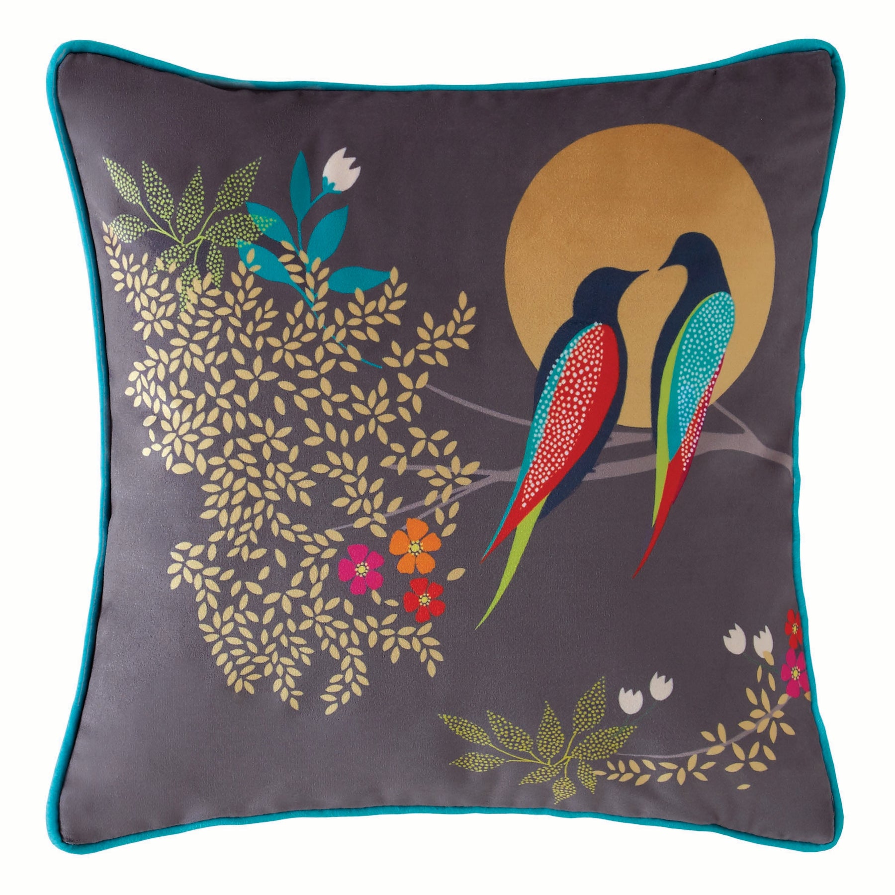 Sara Miller Birds At Dusk Feather Filled Cushion 30cm x 30cm Dark Grey