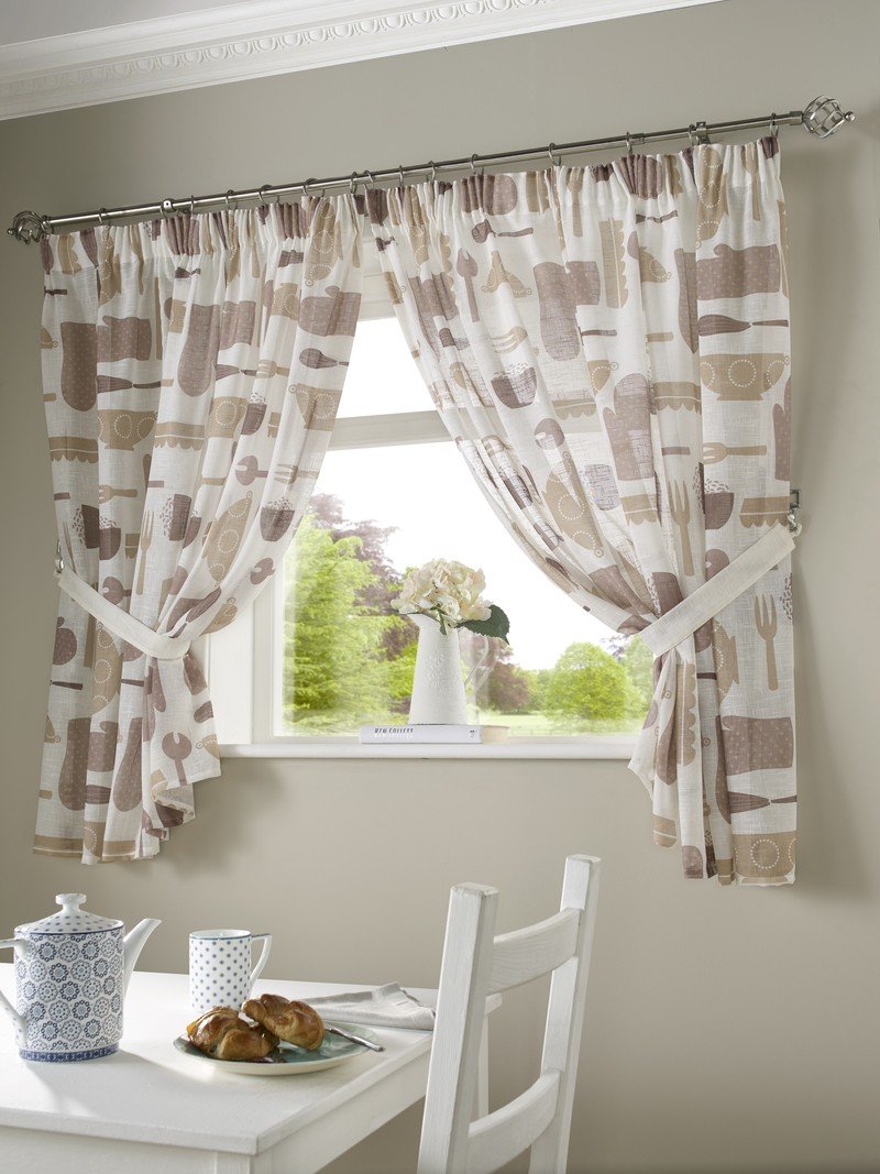 Bistro Kitchen Curtains Mocha