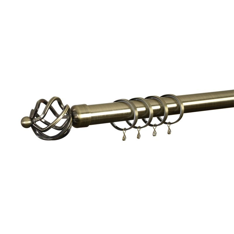 Cage 28mm Bay Window Curtain Pole Antique Brass