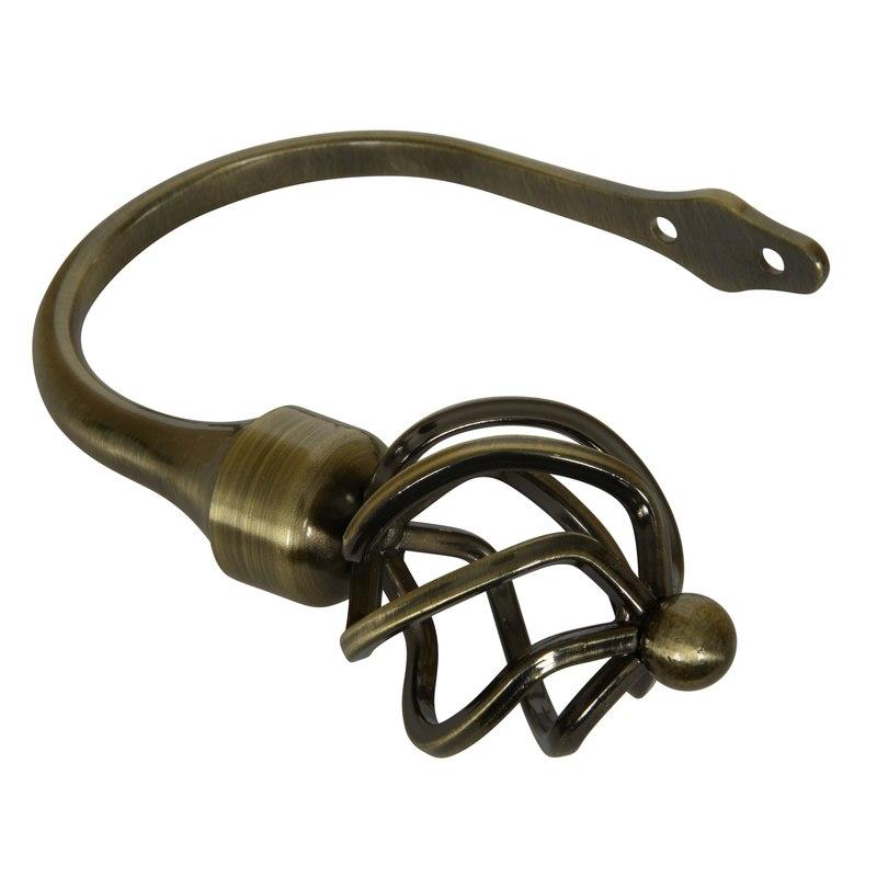 Cage 28mm Bay Window Curtain Pole Antique Brass