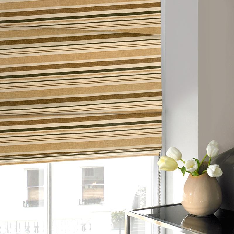 Chenille Stripe Roman Blind Beige