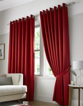 Contempo Ready Made Eyelet Curtains Red