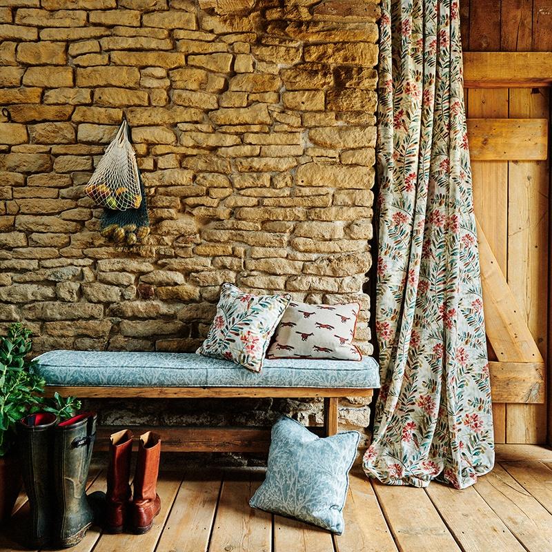 Croft Curtain Fabric Denim