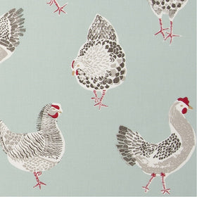 Rooster Curtain Fabric Duckegg