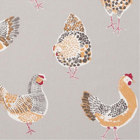Rooster Curtain Fabric Taupe