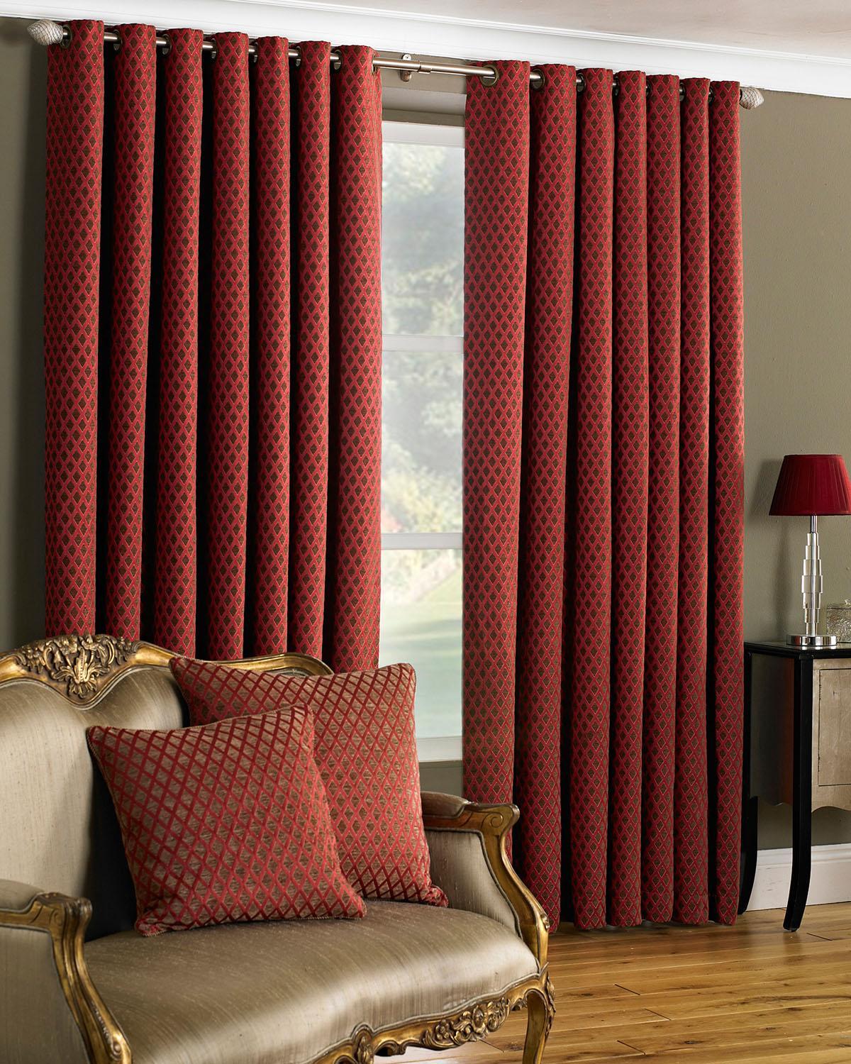 Devere Ready Made Eyelet Curtains Burgundy
