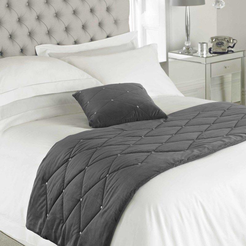 Diamante Bed Runner Pewter
