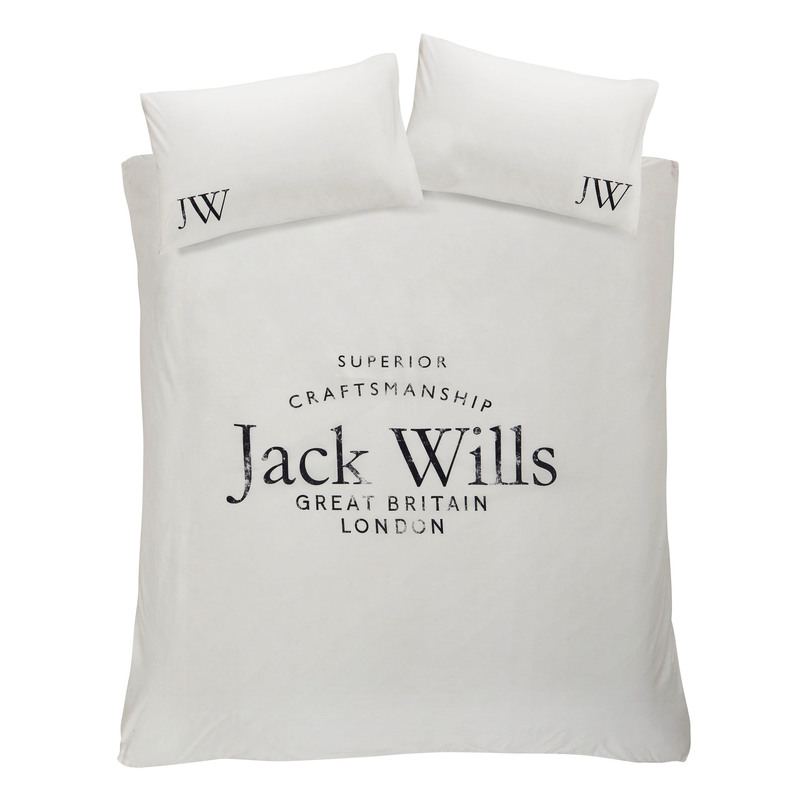 Jack Wills Distressed Logo Bedding Set Vintage White Vintage