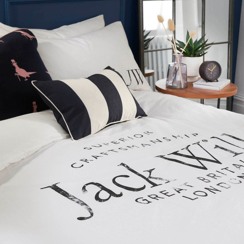 Jack Wills Distressed Logo Bedding Set Vintage White Vintage