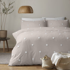 Appletree Signature Dot Garden Bedding Set Linen and White