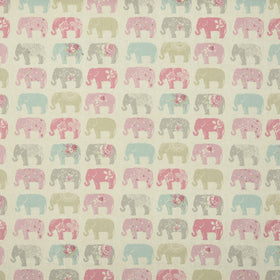 Elephants Curtain Fabric Pastel