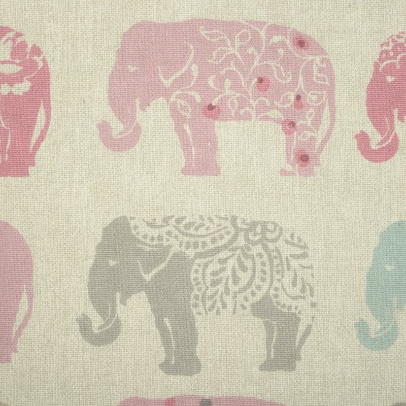 Elephants Curtain Fabric Pastel